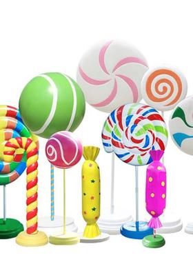 仿真糖果摆件玻璃钢假棒棒糖雕塑户外节日公园林景观小品落地道具