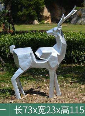 不锈钢梅花鹿镂空摆件会所售楼部酒店大堂玻璃钢艺术鹿造景观雕塑