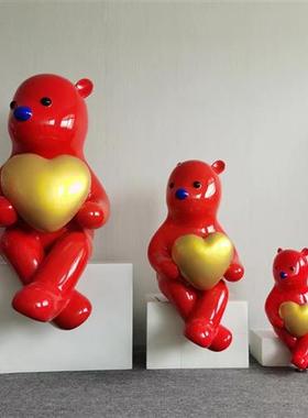 张占占pupu熊网红卡通兔子大摆件玻璃钢雕塑商场户外店铺美陈装饰