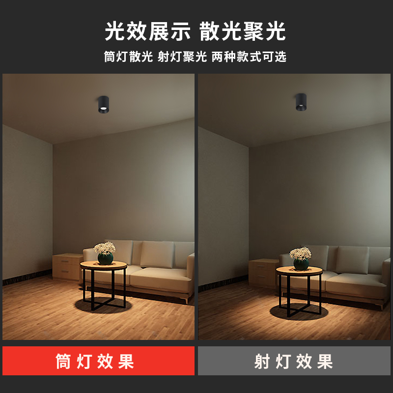 繁简明装筒灯led吸顶式过道玄关免开孔背景墙小山丘洗墙天花射灯 - 图0