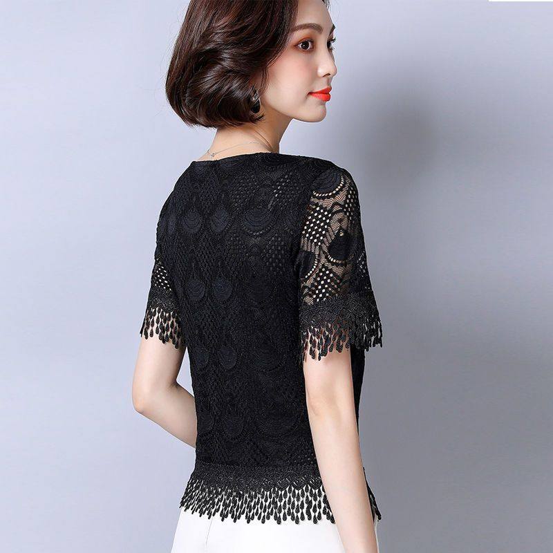  栗颜蕾丝衫/雪纺衫