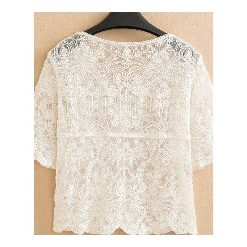  栗颜蕾丝衫/雪纺衫