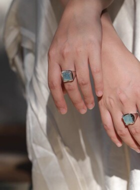 SUSISOMOS海蓝宝印章戒吴骜同款