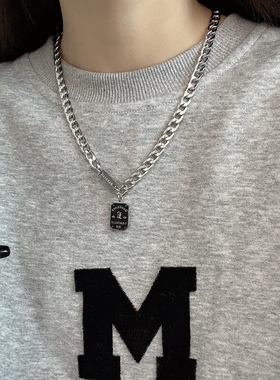 好运铭牌钛钢项链男女2024新款