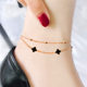 Personalized Korean style double-layered four-leaf flower anklet for female Internet celebrities, sexy rose gold titanium steel niche design anklet