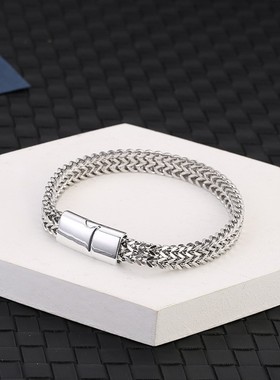 欧美极简冷淡风古巴手链钛钢手饰