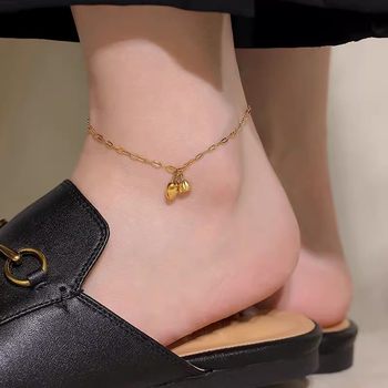 ເກີບສົ້ນຕີນເຫຼັກ Titanium 2024 2024 ການອອກແບບນິຊນິດທີ່ທັນສະໃໝ 18K gold plated high-end anklet anklet for women