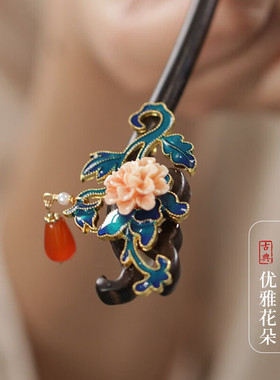 流苏头饰丸子头汉服旗袍发簪配饰
