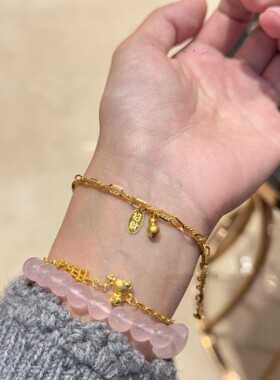 18k金双层招财葫芦手链女2025新