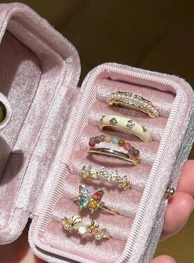 戒指女学生党彩色珐琅蝴蝶开口可调节小众设计高级感独特指环手饰