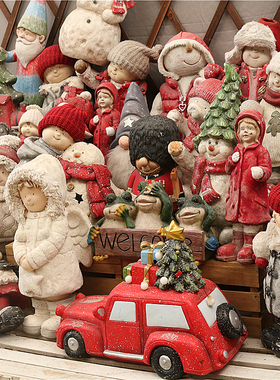 美式乡村风复古做旧氧化镁卡通人物动物家居户外庭院落地装饰摆件