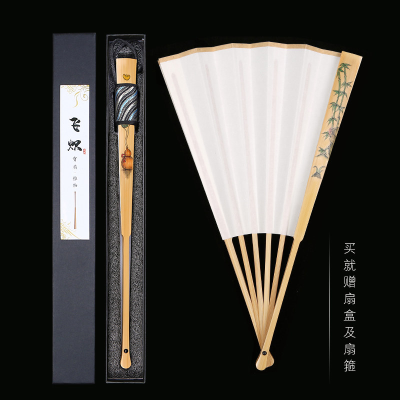 飞炽7-10寸纯手工雕刻彩绘玉竹扇骨传统工艺国粹文玩扇子宣纸折扇_虎窝淘