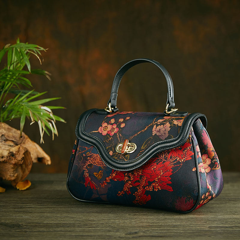 复古重缎真丝手提包品质妈妈礼服包 咪匠女士包袋