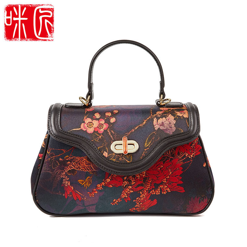 复古重缎真丝手提包品质妈妈礼服包 咪匠女士包袋