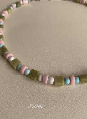 马卡龙40+6cm女项链JUNHE多巴胺