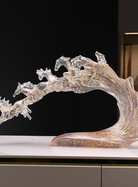 透明金箔牛气冲天招财摆件