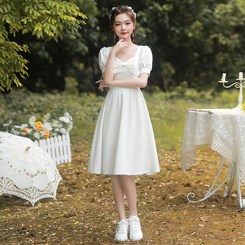 领证小白个子夏法式登记显瘦连衣裙 美蓓可连衣裙