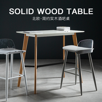 Mlove Bebe Solid Wood Bar Table Modern Small Family Type Balcony High Foot Table Coffee Hall Rectangular Leaning Against Wall Bar Table