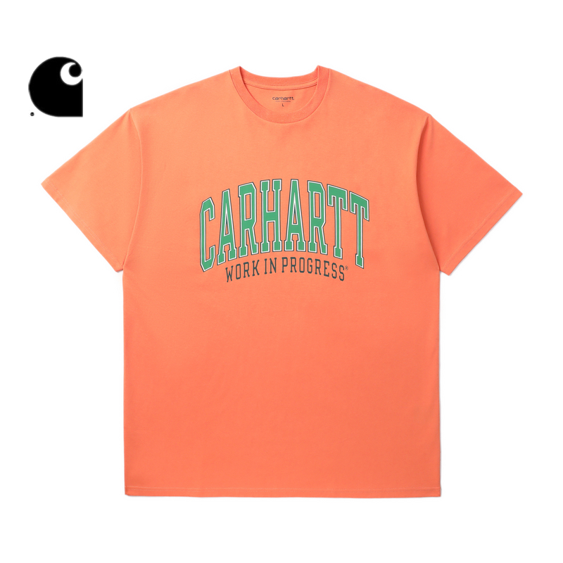 Carhartt WIP短袖T恤男装春季学院风LOGO字母图案印花宽版卡哈特 - 图0