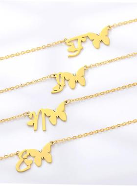 letters number jewelry necklace letter women chain butterfly