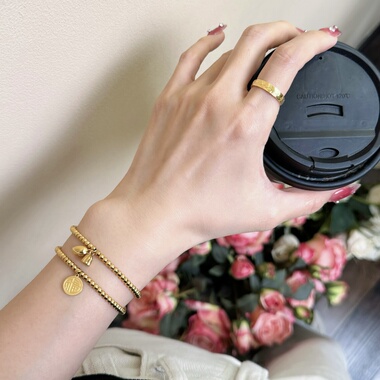 金店平替亚金福牌转运珠手链礼物