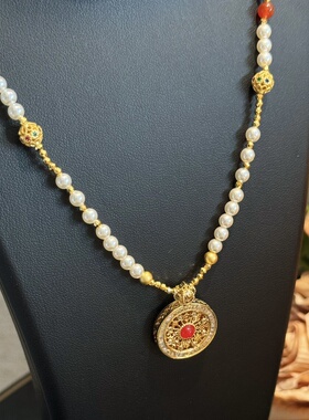 新中式古法八宝罗盘4mm珍珠项链