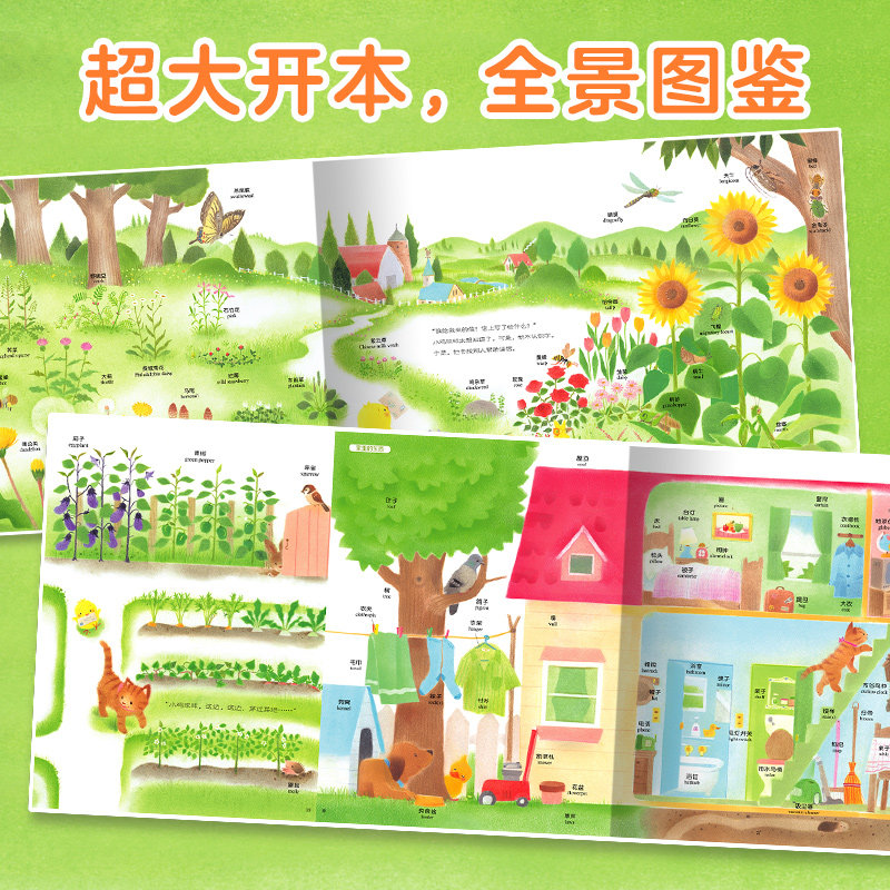 【点读版】小鸡球球自然双语认知图鉴谁来的信中英平装绘本儿童2-3-6岁幼儿园宝宝早教幼儿零基础英语启蒙的大成长故事书点读书