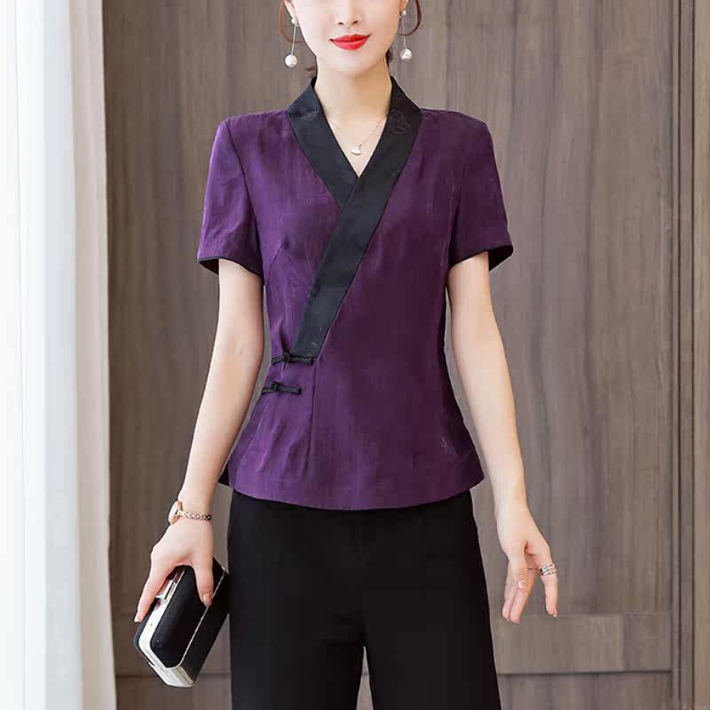 复古女式香云纱唐装短款中国风上衣 津仁妤上衣