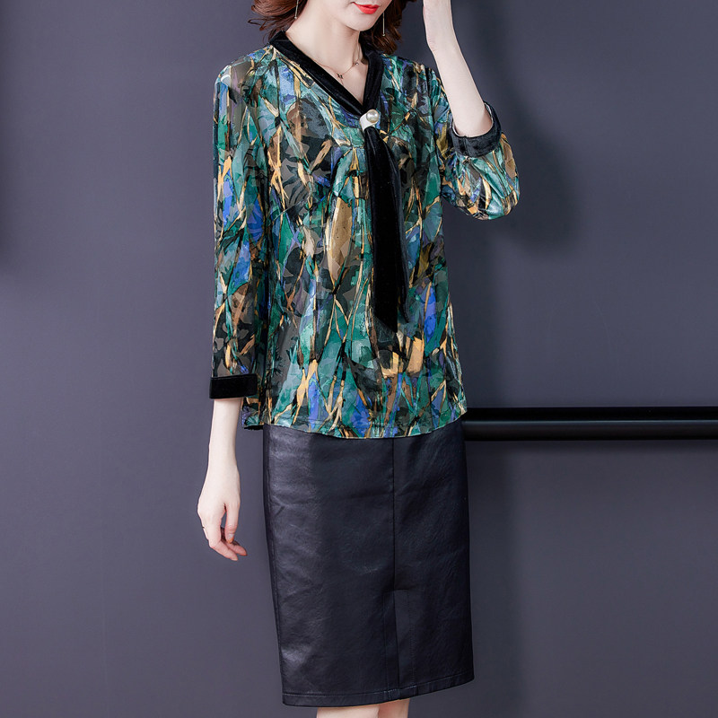 七分袖女春秋装2020年新款中年小衫 津仁妤T恤