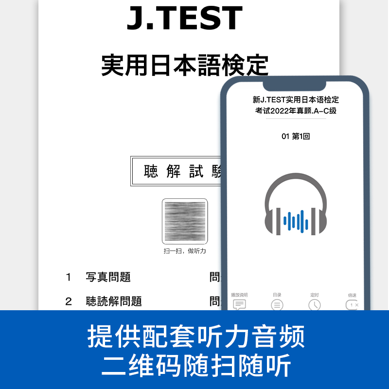 2023备考jtest2022年真题A-C附赠音频6回新J.TEST实用日本语检定考试2022年真题jtest真题ac日本语鉴定考试华东理工大学出版社 - 图2