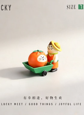 YLUCKY推车猫治愈系桌面摆件