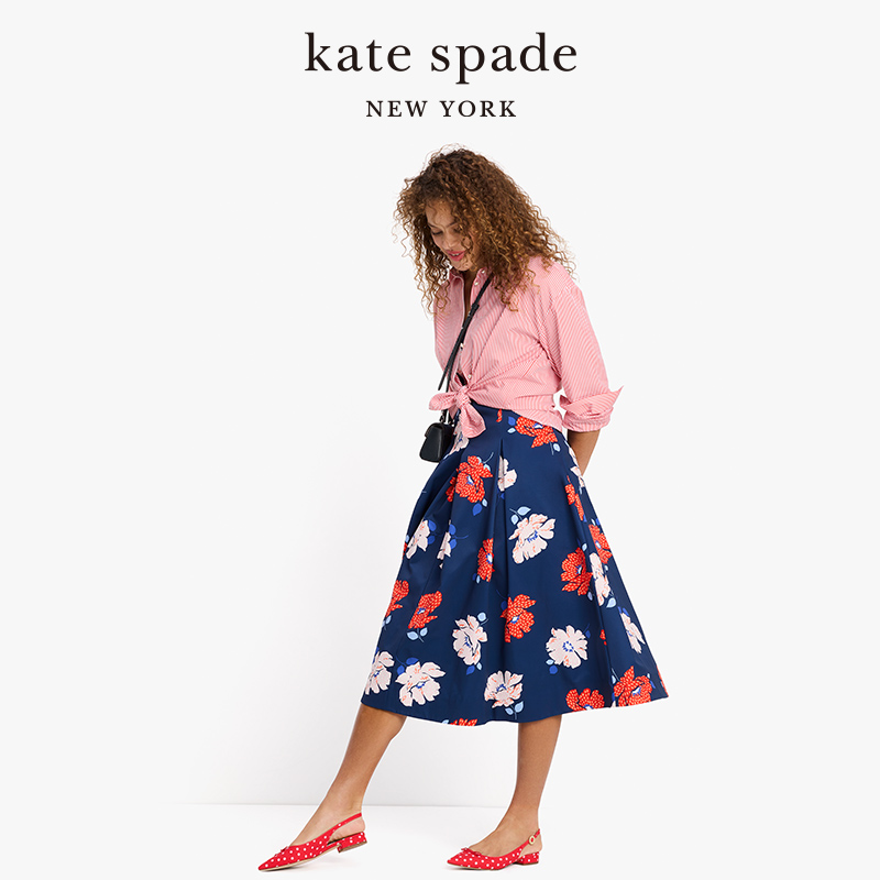 【春季新品】kate spade ks碎花薄纱连衣裙休闲度假日常通勤女-图1