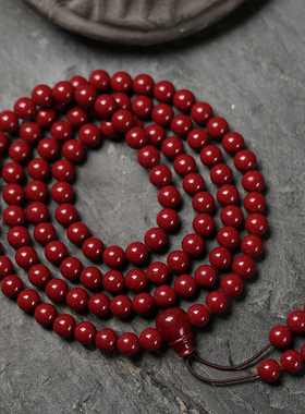 普陀山天然高度朱砂108颗佛珠