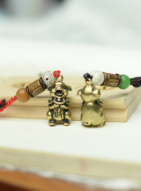 黄铜吊坠项链钥匙扣随身生肖猪