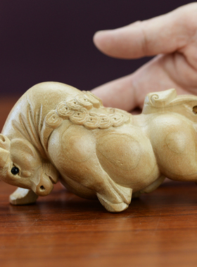 牛摆件生肖雕刻原木质工艺品