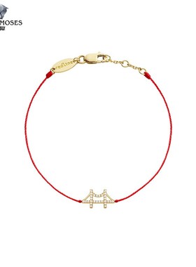 红绳女士钻石金绳制手链