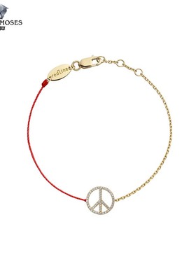 红绳女士钻石金半绳半链手链