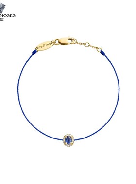 红绳女士钻石蓝宝石金绳制手链