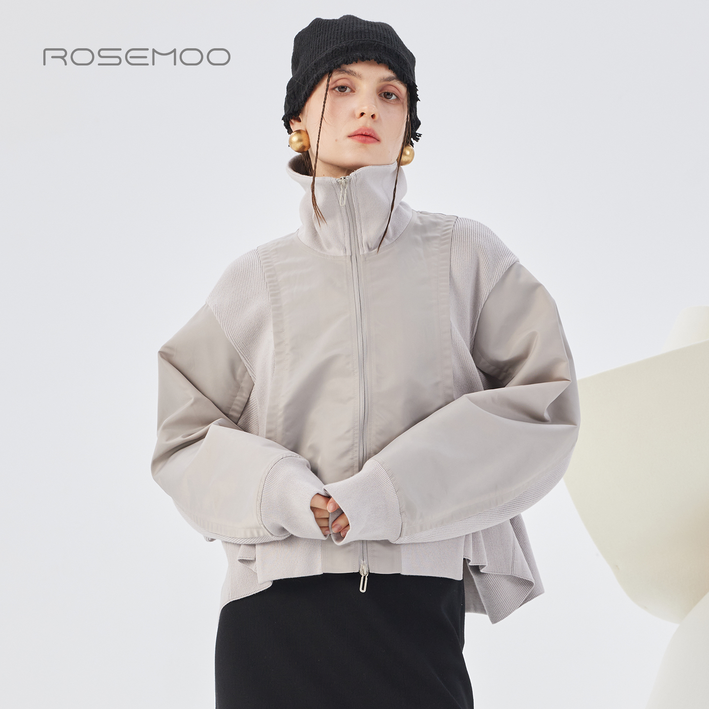 容子木ROSEMOO25秋【商场同款】哑光挺阔拼接款外套RSS3WP317C - 图3