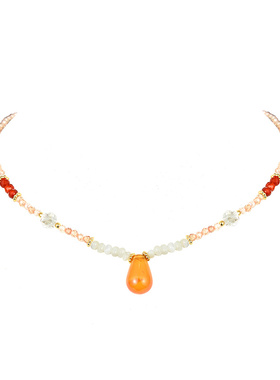 敢酷玛瑙水晶女黄色项链