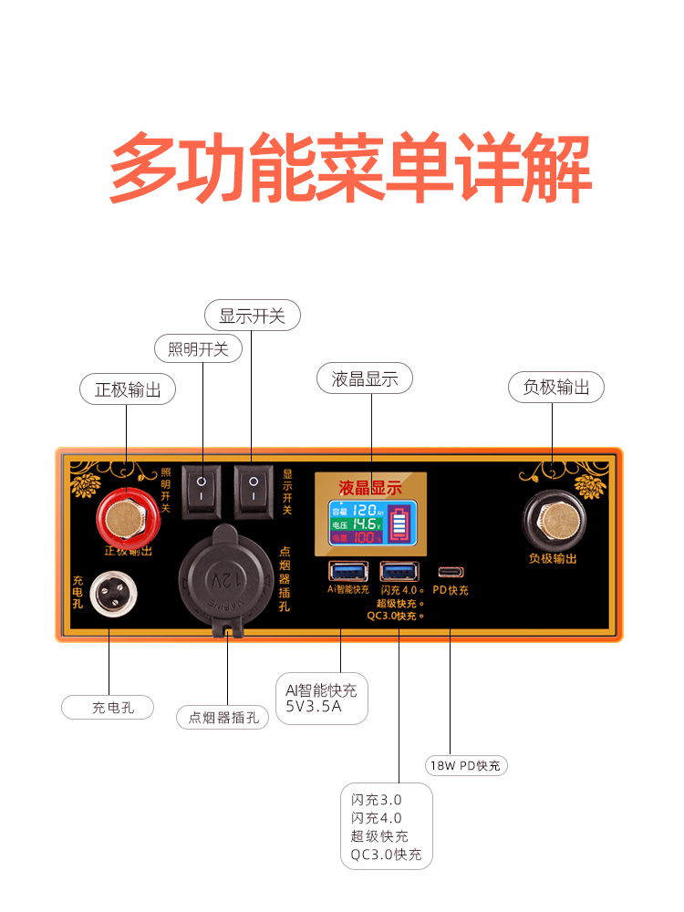 沅镭磷酸铁锂电池12v100ah60ah大容量房车户外用逆变器大功率蓄电 - 图1