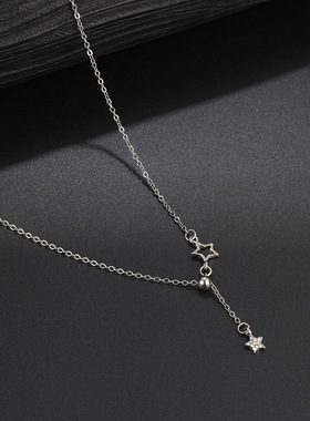 欧美闪钻星星项链女popu