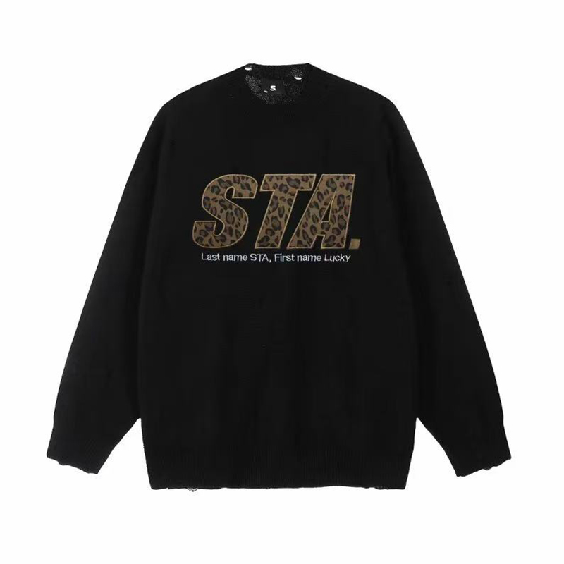 STA官方店秋冬季复古毛衣男士圆领宽松保暖打底衫重磅情侣毛线衣