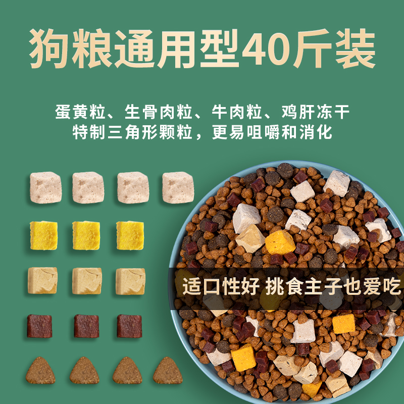 狗粮40斤装通用型金毛拉布拉多幼犬成犬大型犬冻干大包装100斤20 - 图2
