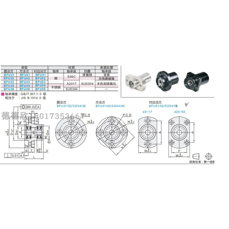 带座轴承组件引导式带挡圈BFU31-6200 6201 6202ZZ-L45 55 50 65 - 图1
