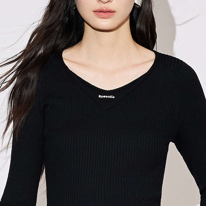 XG雪歌XK311867A890黑色镂空毛针织衫时尚秋季新款修身长袖毛衫女,淘宝优惠券,粉丝福利购,淘宝优惠卷