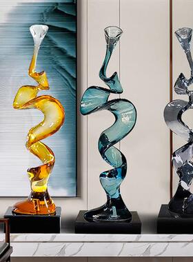 轻奢高档透明树脂抽象艺术摆件客厅玄关办公室装饰工艺品创意雕塑