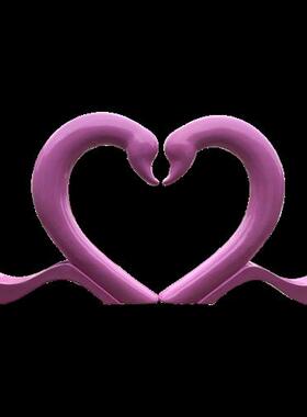 抽象爱心摆件户外玻璃钢天鹅雕塑园林景观旅游景区拍照美陈道具