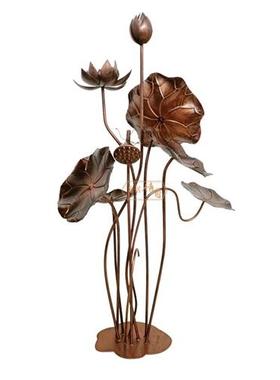 不锈钢荷花雕塑金属摆设庭院水景落地摆件酒店水池定制荷叶装饰品