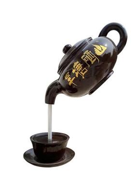 定制玻璃钢悬空流水天壶室内户外不锈钢喷泉大型水景茶壶雕塑摆件